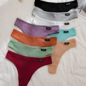 Resim 9 adet Katı Dikişsiz Nervürlü Etiket Yamalı Thongs, Seksi Rahat Nefes Alabilen Esnek Intimates Külot, kadın İç Giyim ve İç Giyim 