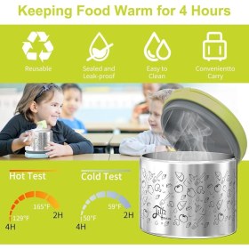 Resim Tantitoni Paslanmaz Çelik Yuvarlak Desenli Yemek Termosu 630ML Tav TT6569Y630Y 