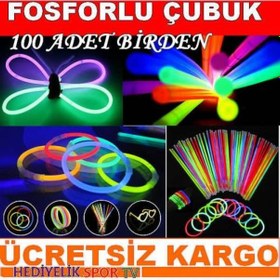 Resim 100 Adet Işıklı Çubuk Glow Stick Fosforlu Çubuk 