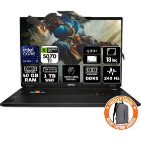 Resim Msı Stealth 18 Hx Aı Intel Core Ultra 9 275HX 40GB 1tb SSD RTX5070TI 12GB Freedos 18" Qhd+ 240Hz Taşınabilir Bilgisayar A2XWHG-024TR-A5 