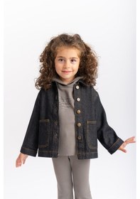 Resim Oliventhekid Unisex Cepli Koyu Yıkama Kot Ceket Siyah Siyah 