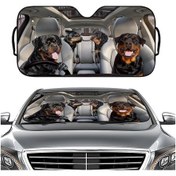 Resim 70x138cm Baskılı Araba Güneş Koruma Isı Yalıtımı Güneşlik Siyah Köpek 