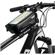 Resim Samdoo Siyah Dağ Bisikleti Ön Kasa, 1l Su Geçirmez, Telefon Taşıma Fonksiyonu, Pu+eva Malzeme, 180 105 83mm Siyah 