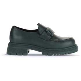 Resim Bueno Yeşil Deri Kadın Loafer 