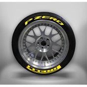 Resim P Zero Lastik Yazısı 4Lastik İçin Set Tüm Lastik Yanaklarına Uyumlu Araç Lastik Stickeri 31MM Lastik Stiker Sarı 