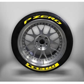 Resim P Zero Lastik Yazısı 4Lastik İçin Set Tüm Lastik Yanaklarına Uyumlu Araç Lastik Stickeri 31MM Lastik Stiker Sarı 