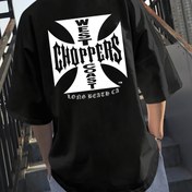 Resim West Choppers East Long Beach CA Grafik T-Shirt - Kırmızı Rahat Sokak Giyimi, Cesur Beyaz Baskı, Nefes Alabilen Polyester, Yaz Gezileri ve Partiler için Mükemmel, Parti Kıyafeti | Cesur Grafik Tişört | Dayanıklı Kumaş 