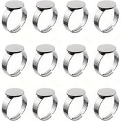 Resim 10 Adet Paslanmaz Çelik Ayarlanabilir 6/8/10/12mm Disk Ped Yüzük Bezel Ayarları Altın Parmak Yüzük Tabanı Boşlukları DIY Yüzükler Takı Yapım Malzemeleri 