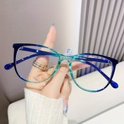 Resim Mavi Işık Engelleyen Moda Kedi Gözü Gözlükleri, Basit Çerçeve, Metal Menteşeler, PC Lens, PC Çerçeve 