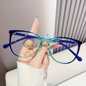 Resim Mavi Işık Engelleyen Moda Kedi Gözü Gözlükleri, Basit Çerçeve, Metal Menteşeler, PC Lens, PC Çerçeve 