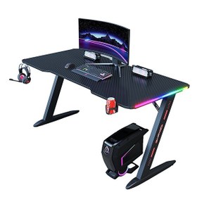 Resim Karr Gaming Thunder RGB Aydınlatmalı 140×60 Siyah Tabla Oyuncu Masası 