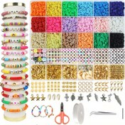 Resim 5120 Adet Polimer Kil Boncuk Bileklik Yapım Seti - 18 Canlı Renkler, Süsler, Metal Bulgular & Araçlar, Arkadaşlık Bilezikleri & Hediyeler için DIY Takı Yapım Seti, Bileklik Yapım Malzemeleri 