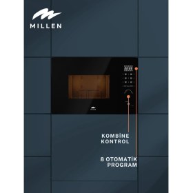 Resim Millen Mikrodalga Fırın 20L Kapasite 1000 W Buz Çözme Fonksiyonu ile Siyah Renk 