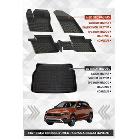 Resim Sahler Fıat Egea Cross 2020+ Uyumlu 4.5d Premium Havuzlu Oto Paspas Ve Liner Marka 3d Bagaj Havuzu 