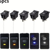 Resim 5 Adet Rocker Anahtar Otomobil ve Motosiklet Sis Lambası Anahtarı LED 12V 35A 4 Pin 