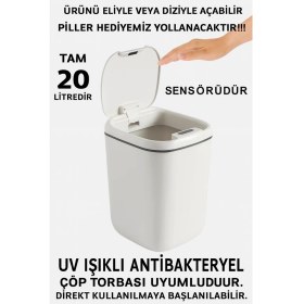 Resim Gültekin Teknolojik Çöp Kutusu Otomatik Aç Kapat Sensörlü Mutfak Banyo Ev Ofis Piller Dahildir 