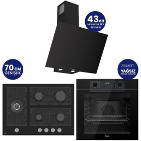 Resim Ferre Fryart Digital 5 Gözlü Siyah Cam Ankastre Set QEP63CS+BL135+D077-SA 