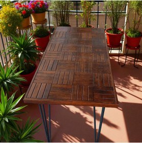 Resim MİRRORSS Ahşap Ceviz renk Balkon Bahçe Masası Çay Kahve Mutfak Yemek masası 120 X 60 cm , yükseklik 73 cm 