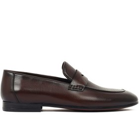 Resim Derimod Black Erkek Kahverengi Deri Klasik Loafer - Kahverengi / 4 