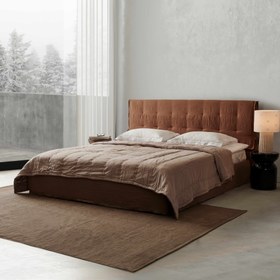 Resim Gala Bed 200 - Linen Look-Grey / Removable Cover / With Storage 