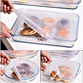 Resim Yuvarlak Borcam Kapağı Silikon 2 Adet Streç Kapak 2'li Kapak 