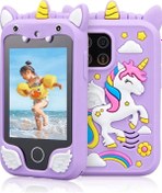 Resim Çocuklar İçin Eğitici Telefon Dokunmatik Ekran Çift Kameralı Fenerli Müzik Çalar Oyun Video Çok Renkli 