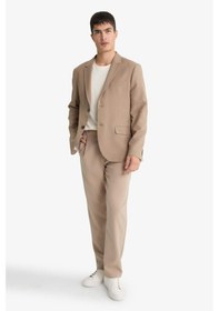 Resim Defacto Slim Fit Dar Kesim Twill Düğmeli Blazer Ceket F7232ax25aubg404 Bej 