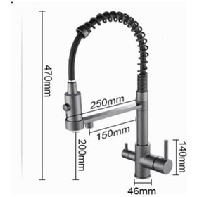 Resim Mutfak Eviye Bataryası Dual Flow Aritma Çikişli Yeni Tasarim Mat Siyah Fiskiyeli 