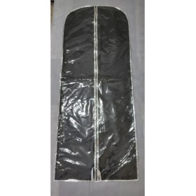 Resim Şeffaf Uzun Elbise Kılıfı, Gümüş Kenar, 160X64 Cm, Taşıma Hurcu 