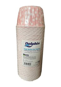 Resim Dolphin Muffin Kağıt Karton Pembe Puantiyeli Cupcake Kek Kalıbı Kapsülü Kabı - 50 Adetlik 5 Paket 