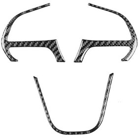 Resim 3 Adet / Takım Karbon Fiber Araba Direksiyon Düğme Çerçevesi Dodge Challenger 2015 Ve Üstü, Sol Sürüş İçin Dekoratif Etiket 1 Adet 