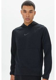 Resim Nike Pro Dri Fit Fleece Pullover Hoodie Erkek Kapüşonlu Sweatshirt Siyah Siyah 