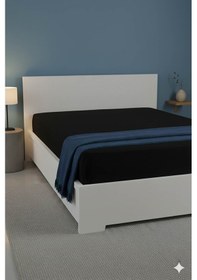 Resim %100 Pamuk Ranforce Premium Çift Kişilik Lastikli Çarşaf - Siyah Siyah 