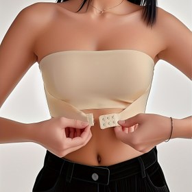 Resim 1 adet CELILIN Kadınlar için Ön Bağlama Askısız Sütyen - Kablosuz, Dolgulu, Bandeau Stil, Orta Esneklik, Düz Renkli Günlük ve Sporlu Bakış, Spor Sütyeni | Strapless Tasarım | Ön Bağlama Sütyeni 