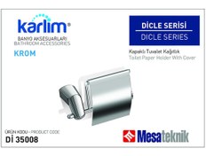 Resim Karlim® Dicle Serisi Kapaklı Tuvalet Kağıtlık (Kutulu Sevkiyat) - Krom Kaplama 