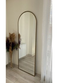 Resim Ersan Dizayn Metal Çerçeve Eskitme Oval Boy Aynası (Ayak Yoktur) Altın 