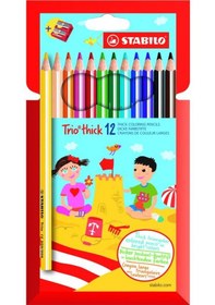 Resim Stabilo Trio Thick Kuru Boya Kalemi 12'li Set + Kalemtıraş 