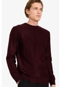 Resim Defacto Standart Fit Bisiklet Yaka Triko Kazak C9618ax25aubr34 Bordo-br34 