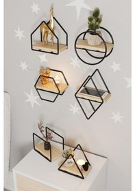 Resim Bino Montessori Kitaplık Bebek Çocuk Odası Duvar Rafı Ahşap Minyatür Oyuncak Odası Raf 6'lı Set 