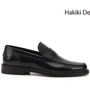 Resim Gönderi R Siyah Açma Kösele Taban Hakiki Deri Loafer Ayakkabı Siyah 