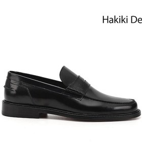 Resim Gönderi R Siyah Açma Kösele Taban Hakiki Deri Loafer Ayakkabı Siyah 