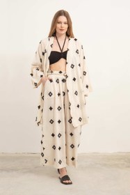 Resim Bordürlü Kimono - Mint / Standart 