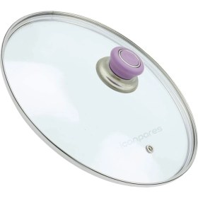 Resim İcanpares Tencere Sahan Tava Cam Kapağı Buhar Delikli Kapak 36 cm ve Lila Tutma Tepesi 