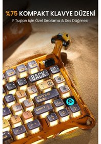 Resim GRAVASTAR MERCURY K1 PRO RGB MEKANİK ALÜMİNYUM ÇERÇEVE İNGİLİZCE Q KABLOSUZ GAMİNG KLAVYE CYBERPUNK KLAVYE 