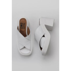 Resim Bueno Shoes Beyaz Deri Kadın Topuklu Terlik 01WY12703 01WY12703 