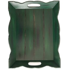 Resim Ahşap Yeşil Eskitme Dekoratif Kahve, Çay, Söz, Nişan, Sunum , Servis Tepsisi Yeşil 