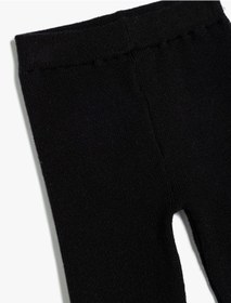 Resim Koton İspanyol Paça Tayt Beli Lastikli Siyah 5wmg90020at Siyah 