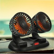 Resim sky 2 Kademeli Çift Başlı 360 ° Dönebilen Araç Fanı 12V USB Girişli Oto Fan Soğutucu Vantilatör 