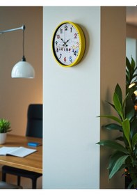 Resim 36 Cm Sarı Çocuk Odası Duvar Saati Çok Renkli 