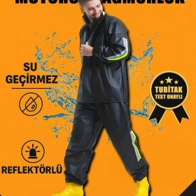 Resim Mdb Premium Otorcu Kurye Yağmurluk Takım U Geçirmez Pvc Kumaş Reflektörlü Tübitak Onaylı Iyah 